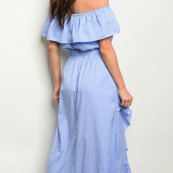 5⭐️BLUE WHITE OFFSHOULDER - DRESS - Picture 3 of 3